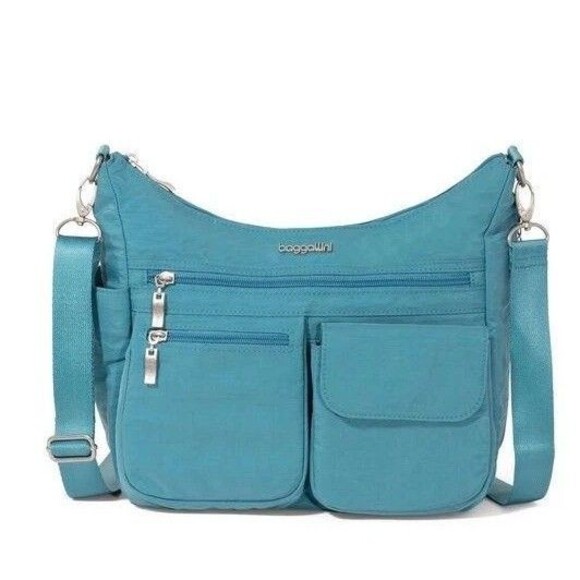 Baggallini Handbags - Baggallini Crossbody Bag Women's Medium Teal Green Nylon Travel Zip Pockets NWOT